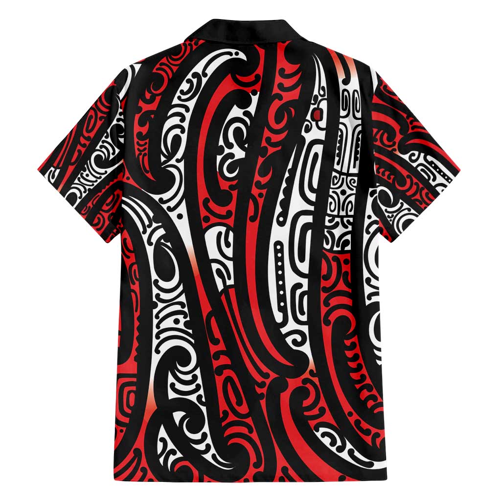 New Zealand Maori Taniko Family Matching Puletasi and Hawaiian Shirt Red Kowhaiwhai Puhoro