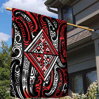 New Zealand Maori Taniko Garden Flag Red Kowhaiwhai Puhoro