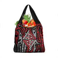 New Zealand Maori Taniko Grocery Bag Red Kowhaiwhai Puhoro LT9 1-pack One Size Red - Polynesian Pride