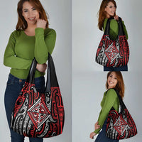 New Zealand Maori Taniko Grocery Bag Red Kowhaiwhai Puhoro LT9 - Polynesian Pride