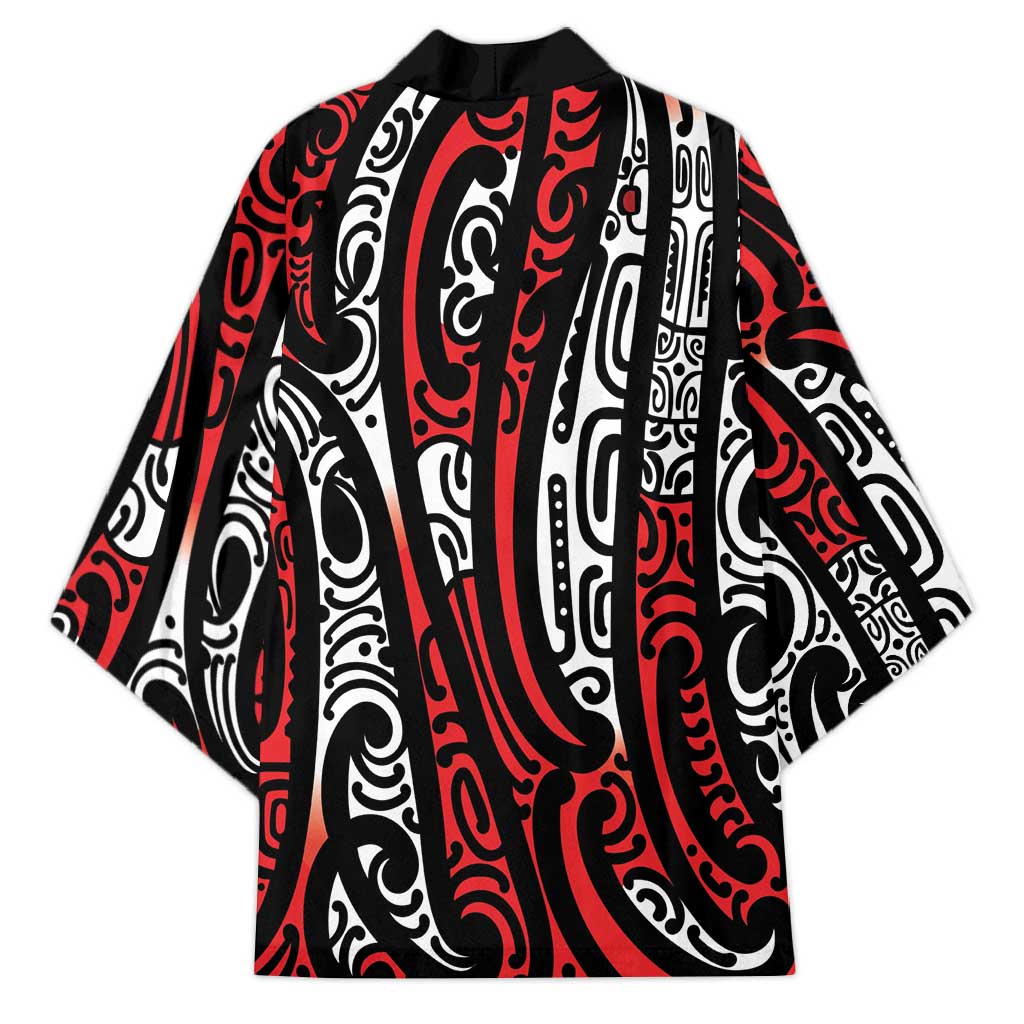 New Zealand Maori Taniko Kimono Red Kowhaiwhai Puhoro - Polynesian Pride