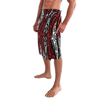New Zealand Maori Taniko Lavalava Red Kowhaiwhai Puhoro