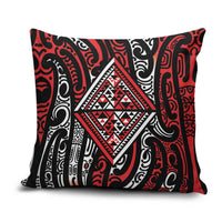 New Zealand Maori Taniko Pillow Cover Red Kowhaiwhai Puhoro LT9 Red - Polynesian Pride