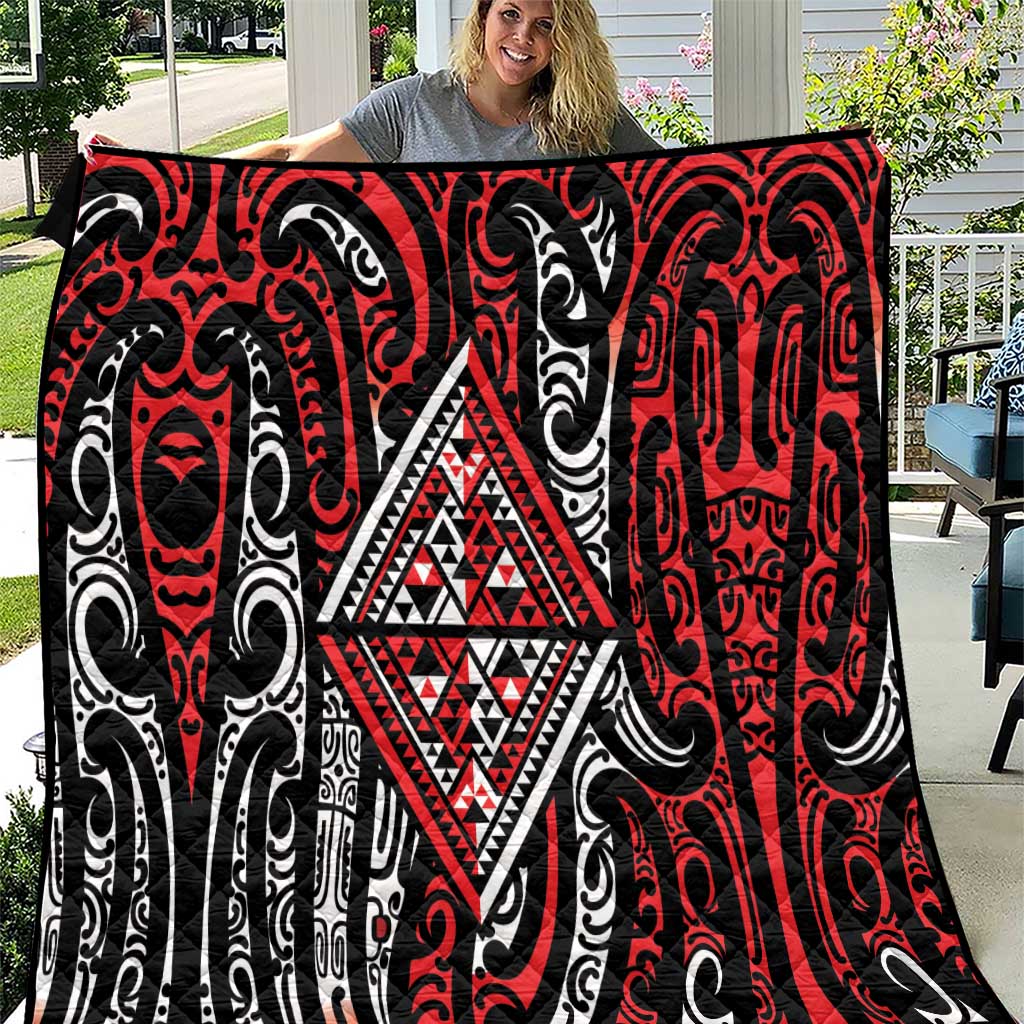 New Zealand Maori Taniko Quilt Red Kowhaiwhai Puhoro LT9 Red - Polynesian Pride