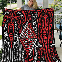 New Zealand Maori Taniko Quilt Red Kowhaiwhai Puhoro LT9 Red - Polynesian Pride