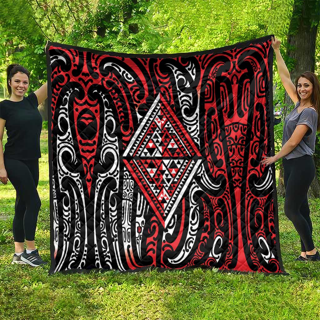 New Zealand Maori Taniko Quilt Red Kowhaiwhai Puhoro LT9 - Polynesian Pride