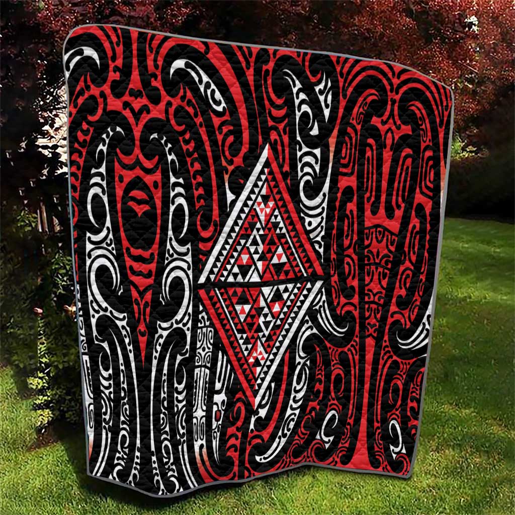 New Zealand Maori Taniko Quilt Red Kowhaiwhai Puhoro LT9 - Polynesian Pride