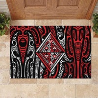 New Zealand Maori Taniko Rubber Doormat Red Kowhaiwhai Puhoro LT9 Red - Polynesian Pride