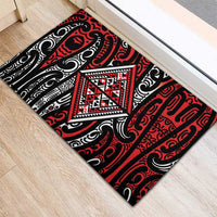New Zealand Maori Taniko Rubber Doormat Red Kowhaiwhai Puhoro LT9 - Polynesian Pride