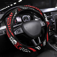 New Zealand Maori Taniko Steering Wheel Cover Red Kowhaiwhai Puhoro