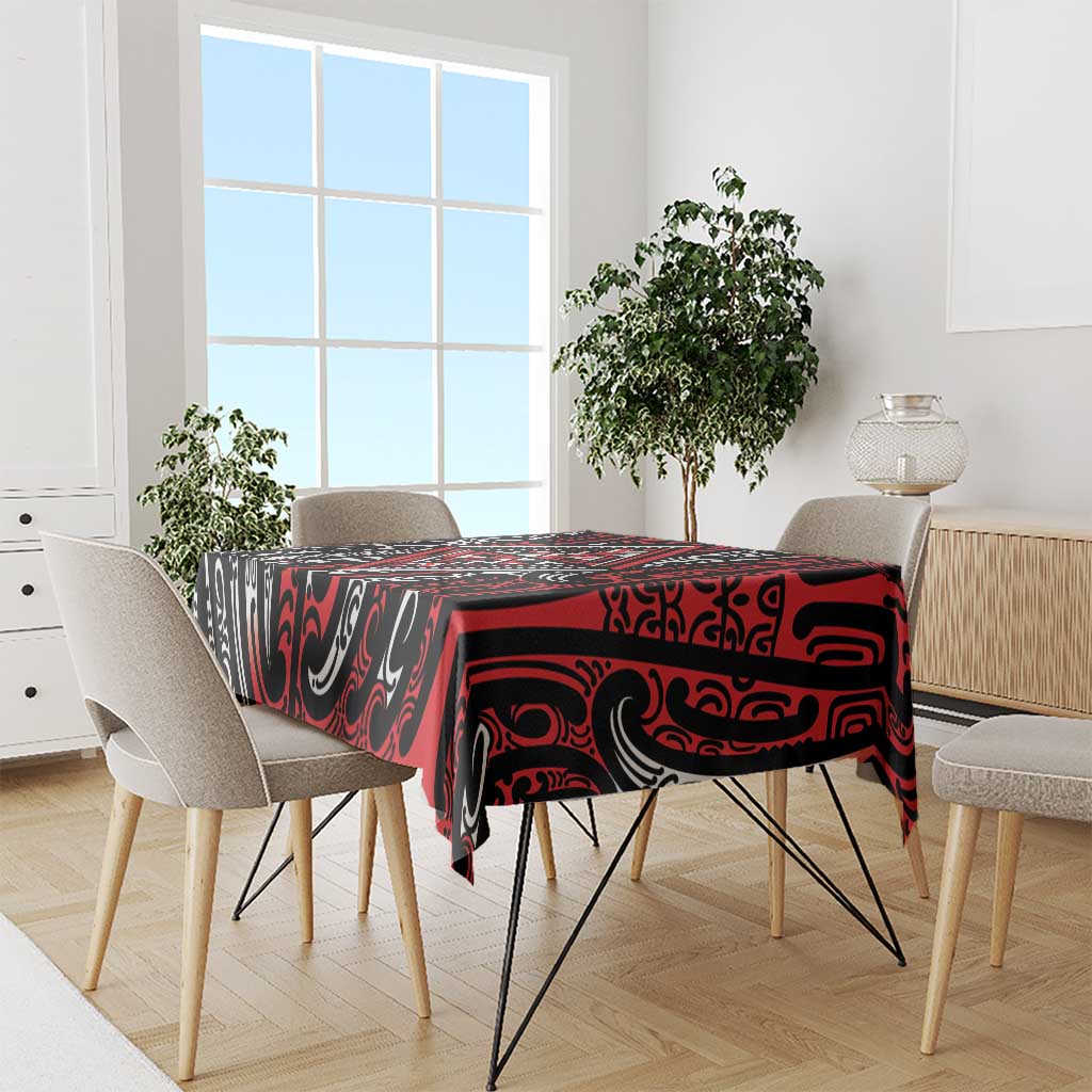 New Zealand Maori Taniko Tablecloth Red Kowhaiwhai Puhoro LT9 - Polynesian Pride