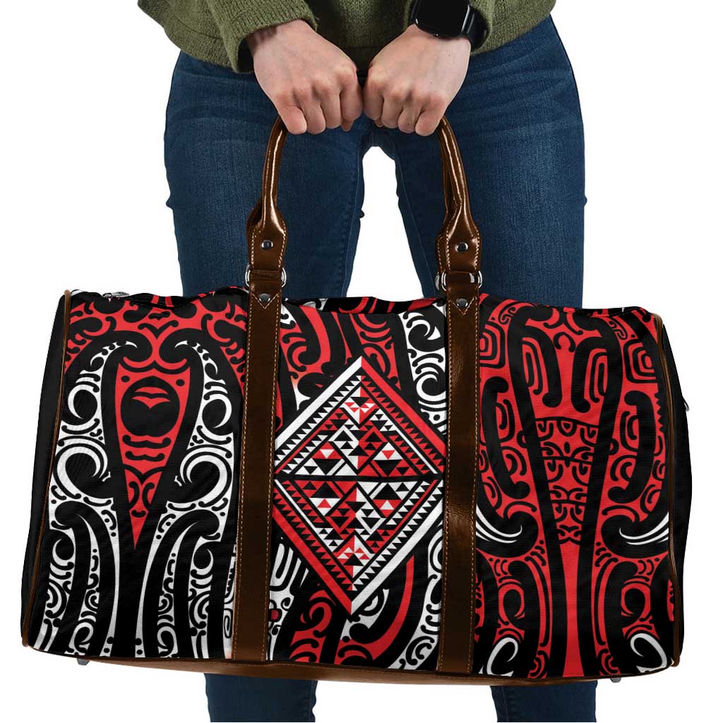New Zealand Maori Taniko Travel Bag Red Kowhaiwhai Puhoro - Polynesian Pride