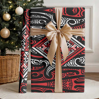 New Zealand Maori Taniko Wrapping Paper Red Kowhaiwhai Puhoro - Polynesian Pride