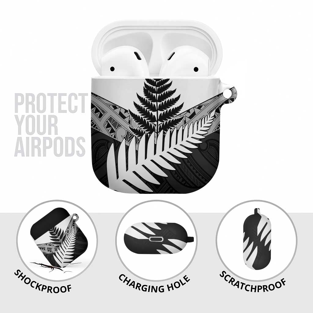 New Zealand Silver Fern AirPods Case Maori Koru Mixed Taniko Pattern - Polynesian Pride