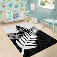 New Zealand Silver Fern Area Rug Maori Koru Mixed Taniko Pattern