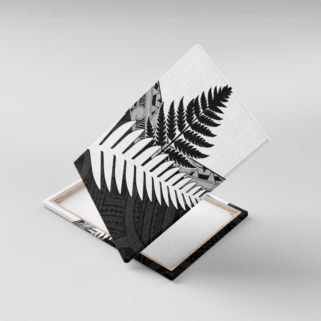 New Zealand Silver Fern Canvas Wall Art Maori Koru Mixed Taniko Pattern