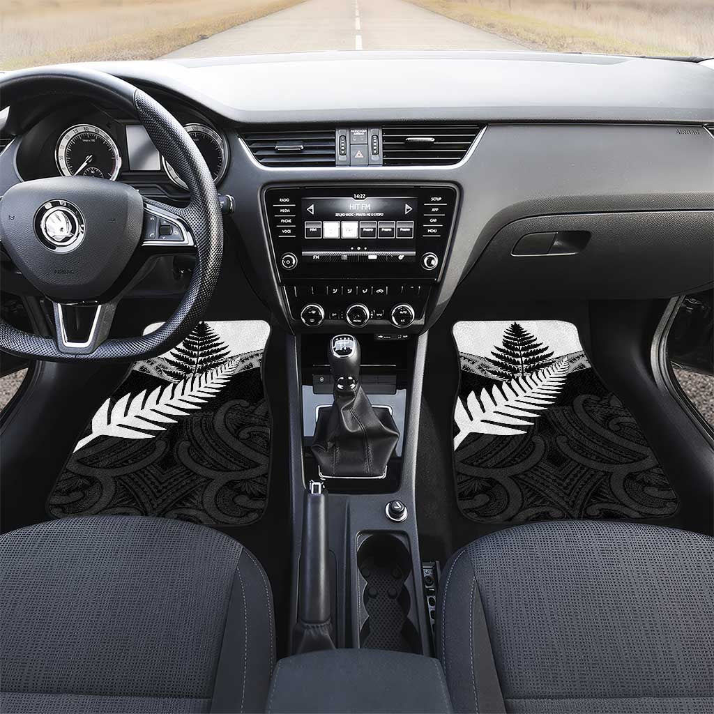 New Zealand Silver Fern Car Mats Maori Koru Mixed Taniko Pattern