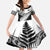 New Zealand Silver Fern Family Matching Off The Shoulder Long Sleeve Dress and Hawaiian Shirt Maori Koru Mixed Taniko Pattern