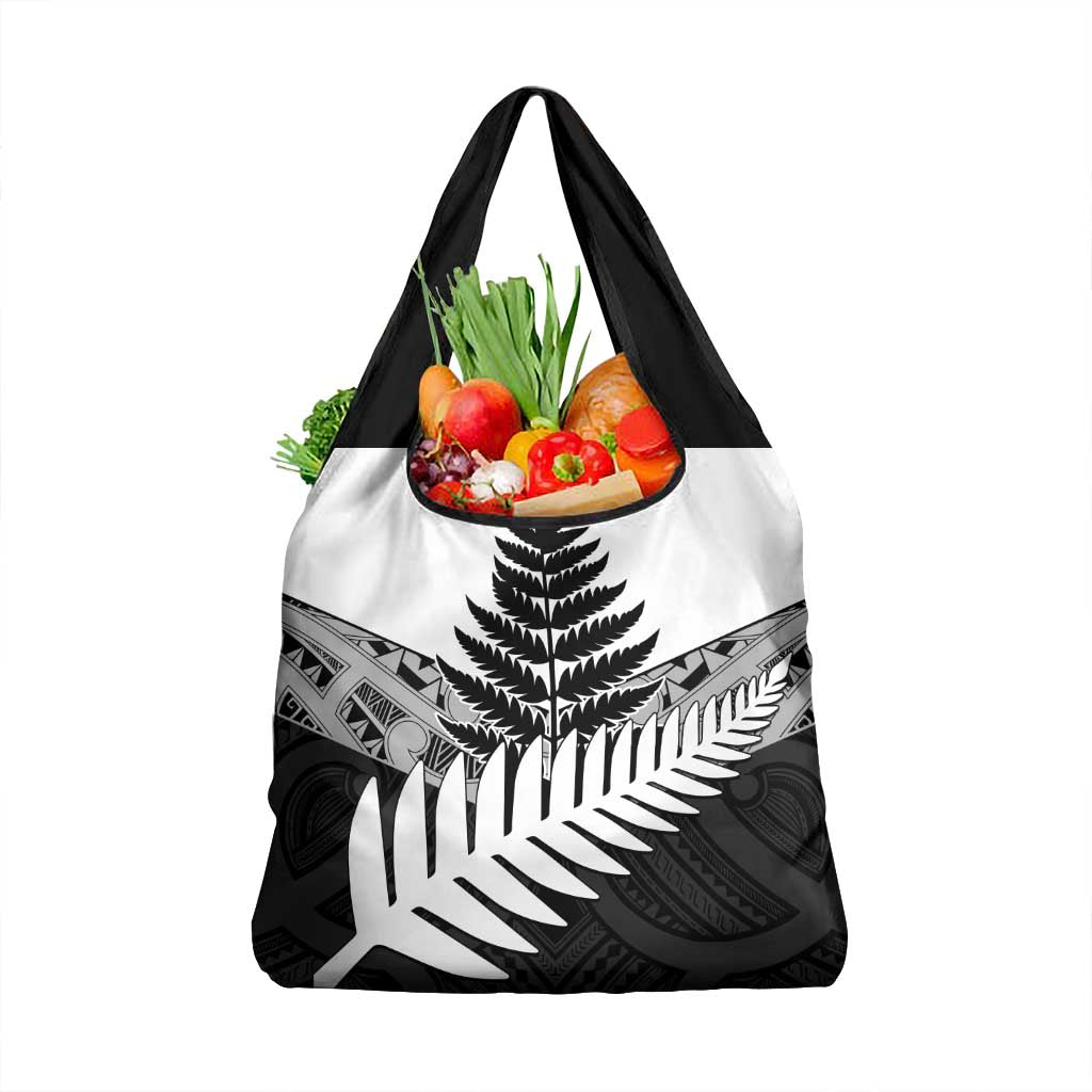New Zealand Silver Fern Grocery Bag Maori Koru Mixed Taniko Pattern LT9 1-pack One Size White - Polynesian Pride