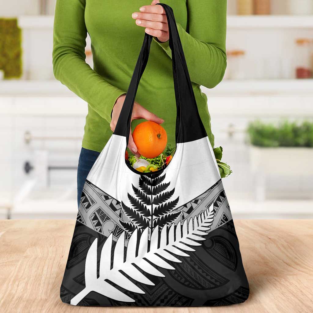 New Zealand Silver Fern Grocery Bag Maori Koru Mixed Taniko Pattern LT9 - Polynesian Pride