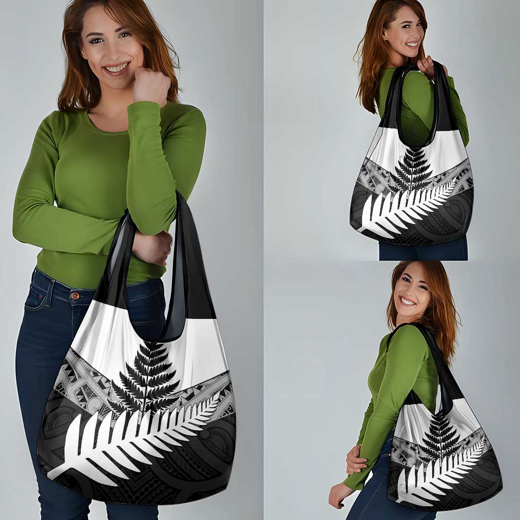 New Zealand Silver Fern Grocery Bag Maori Koru Mixed Taniko Pattern LT9 - Polynesian Pride