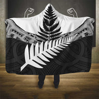 New Zealand Silver Fern Hooded Blanket Maori Koru Mixed Taniko Pattern