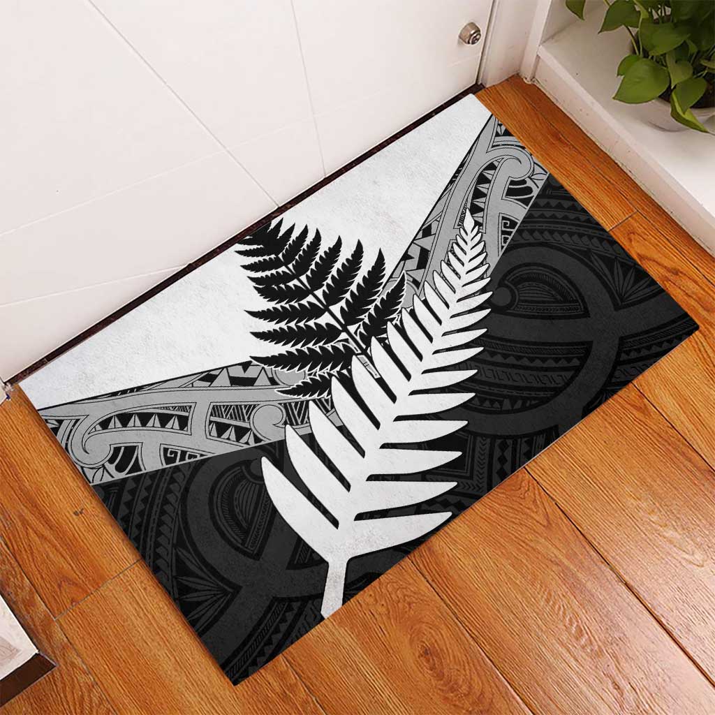 New Zealand Silver Fern Rubber Doormat Maori Koru Mixed Taniko Pattern LT9 - Polynesian Pride