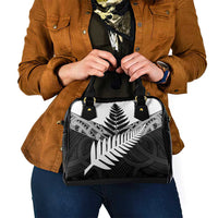 New Zealand Silver Fern Shoulder Handbag Maori Koru Mixed Taniko Pattern
