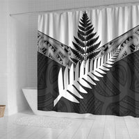New Zealand Silver Fern Shower Curtain Maori Koru Mixed Taniko Pattern