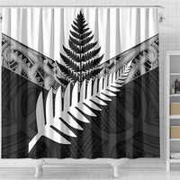 New Zealand Silver Fern Shower Curtain Maori Koru Mixed Taniko Pattern