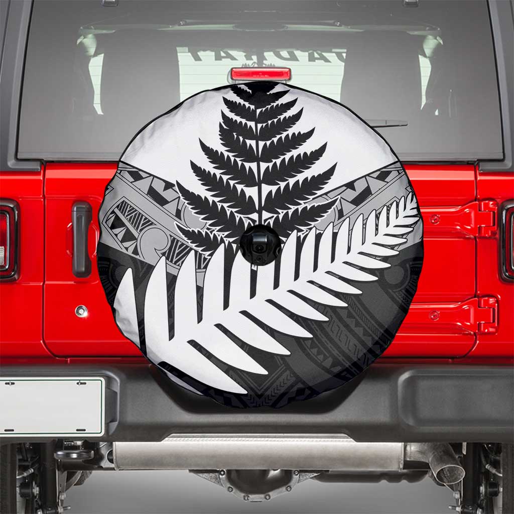 New Zealand Silver Fern Spare Tire Cover Maori Koru Mixed Taniko Pattern