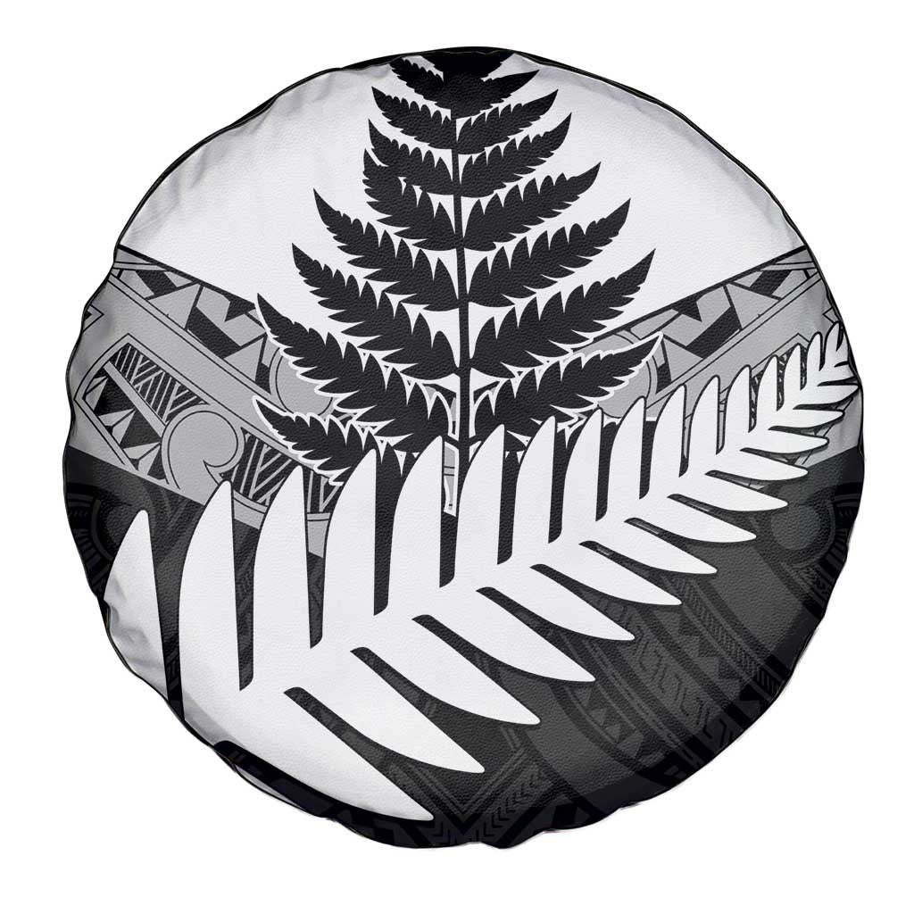 New Zealand Silver Fern Spare Tire Cover Maori Koru Mixed Taniko Pattern