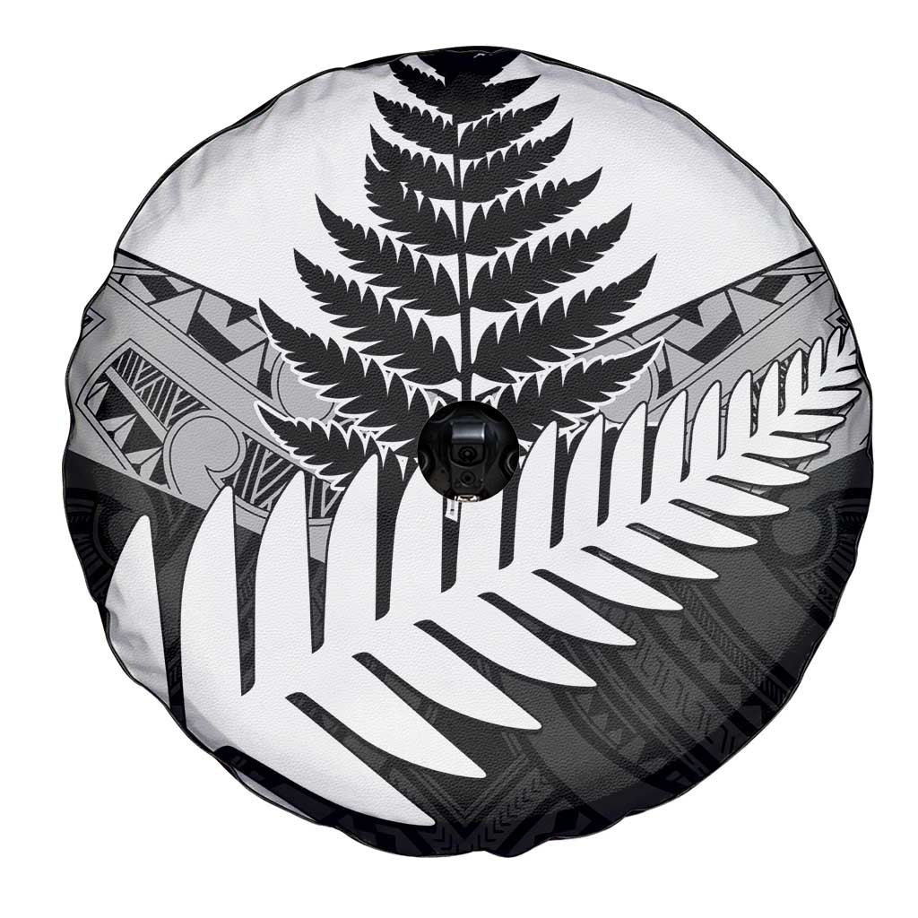 New Zealand Silver Fern Spare Tire Cover Maori Koru Mixed Taniko Pattern