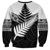 New Zealand Silver Fern Sweatshirt Maori Koru Mixed Taniko Pattern