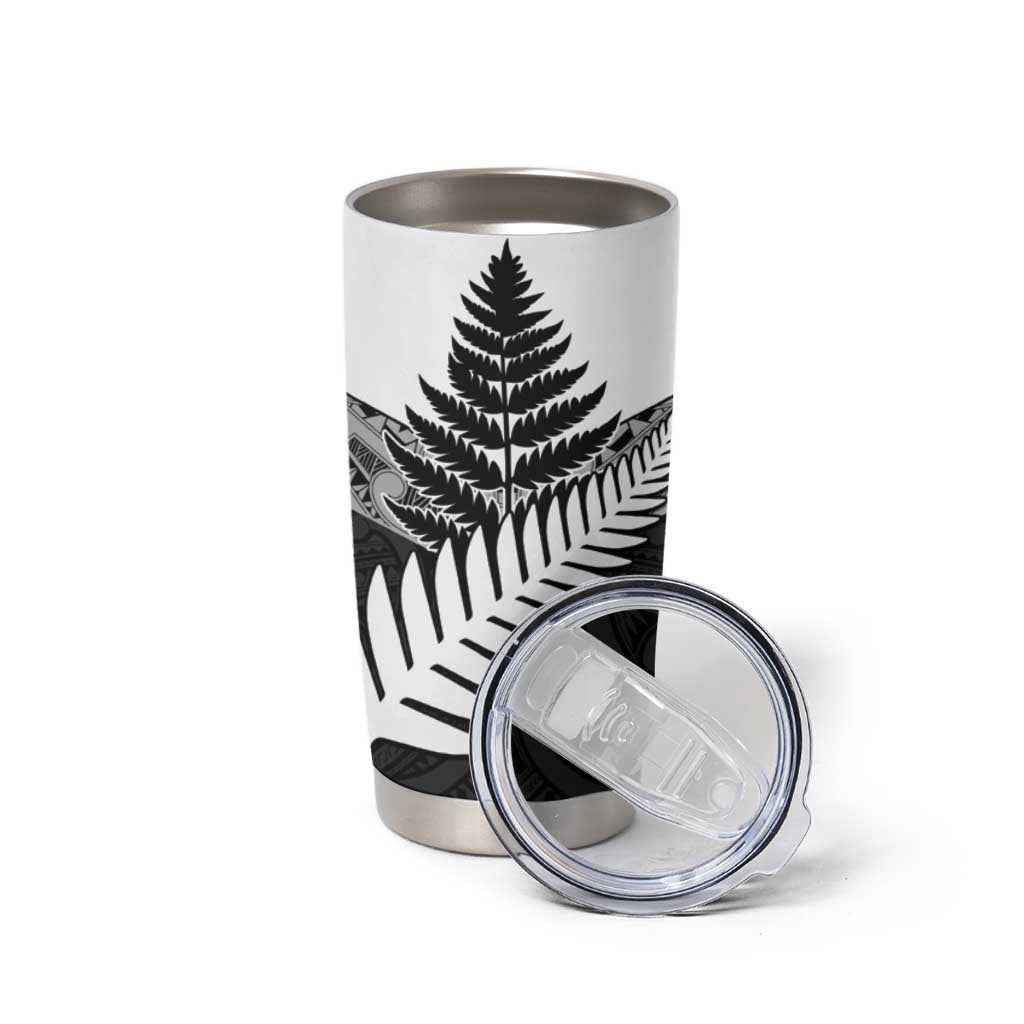 New Zealand Silver Fern Tumbler Cup Maori Koru Mixed Taniko Pattern LT9 - Polynesian Pride