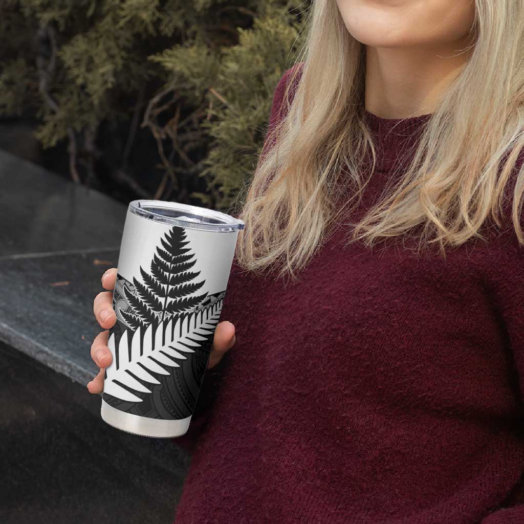 New Zealand Silver Fern Tumbler Cup Maori Koru Mixed Taniko Pattern LT9 - Polynesian Pride