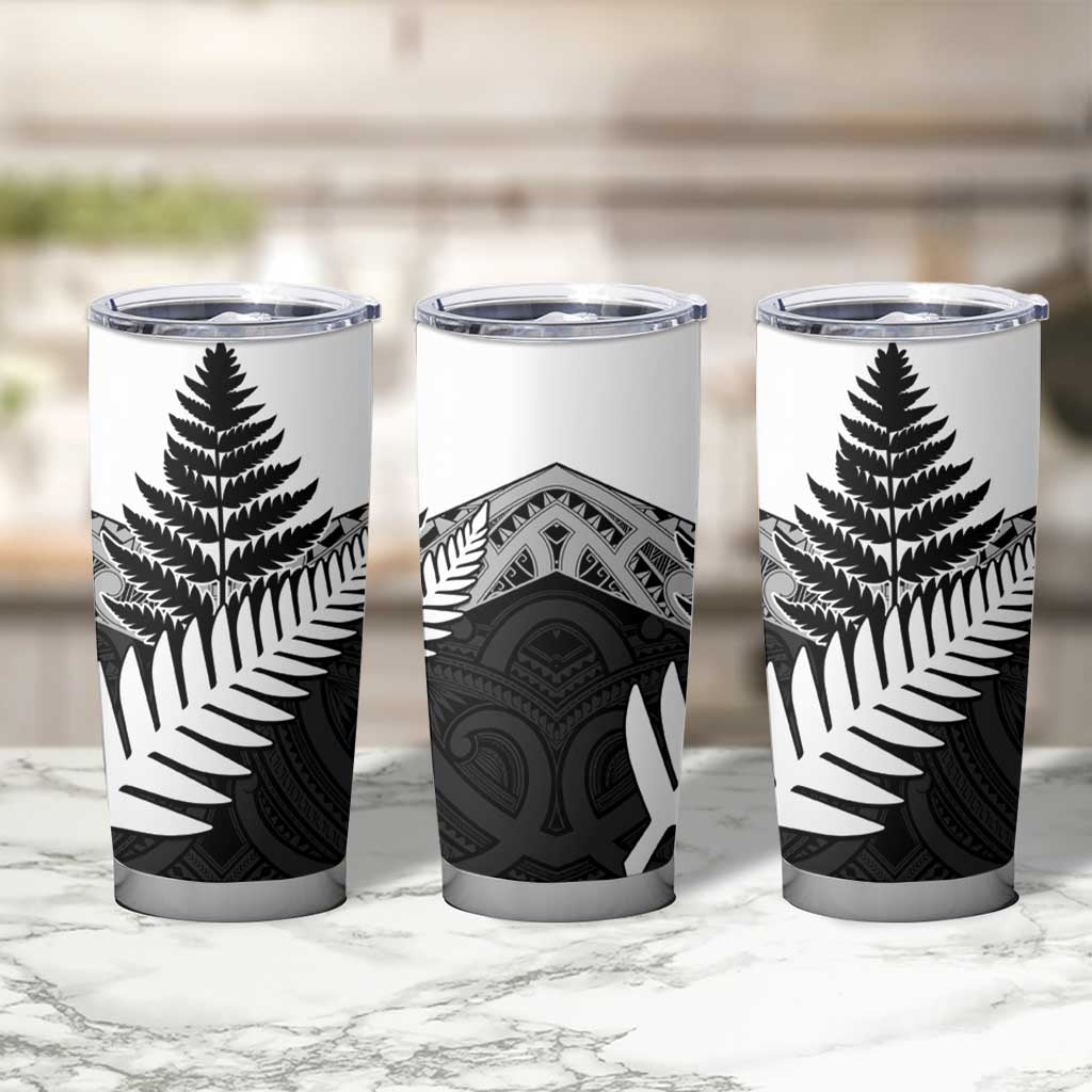 New Zealand Silver Fern Tumbler Cup Maori Koru Mixed Taniko Pattern LT9 - Polynesian Pride