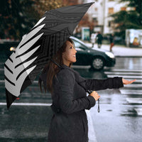 New Zealand Silver Fern Umbrella Maori Koru Mixed Taniko Pattern - Polynesian Pride