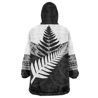 New Zealand Silver Fern Wearable Blanket Hoodie Maori Koru Mixed Taniko Pattern