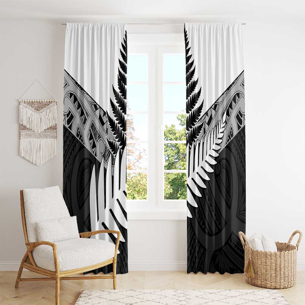 New Zealand Silver Fern Window Curtain Maori Koru Mixed Taniko Pattern