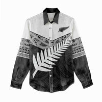 New Zealand Silver Fern Women Casual Shirt Maori Koru Mixed Taniko Pattern LT9 - Polynesian Pride