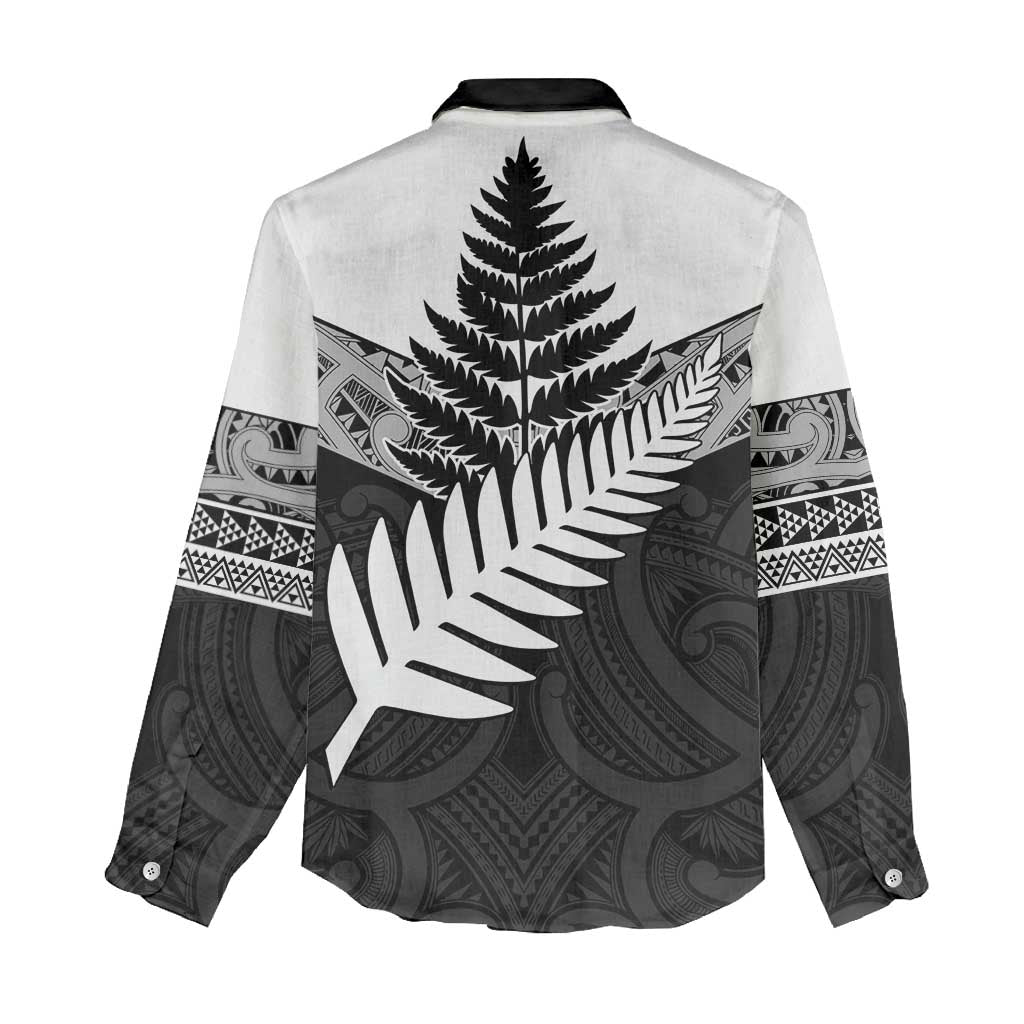 New Zealand Silver Fern Women Casual Shirt Maori Koru Mixed Taniko Pattern LT9 - Polynesian Pride