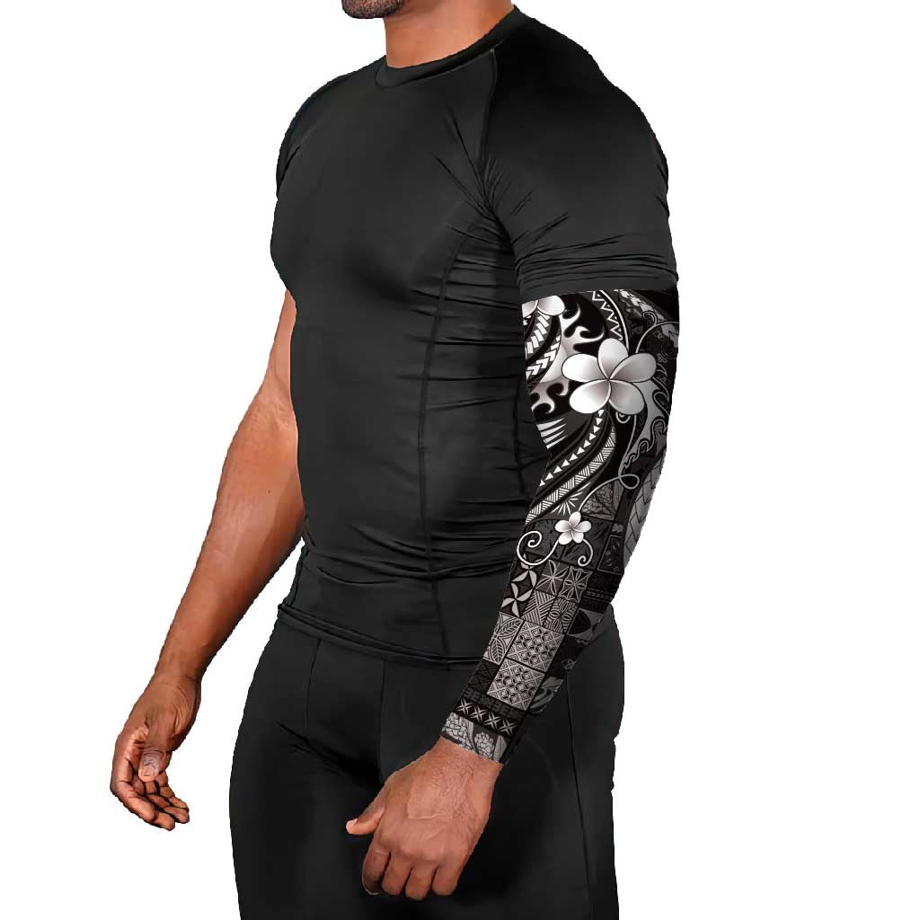 Samoa Siapo Tribal Pattern Arm Sleeves Black Polynesian Plumeria Tapa Motif
