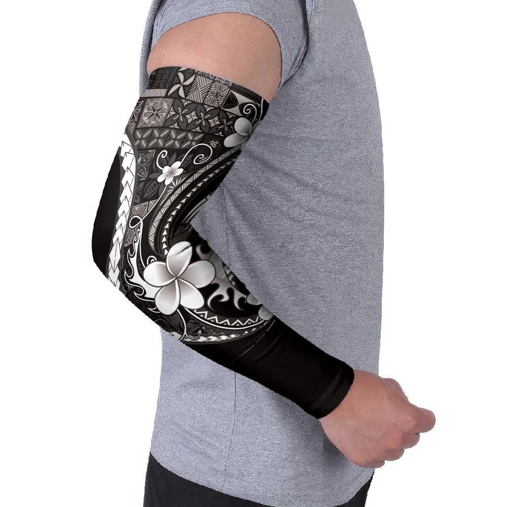 Samoa Siapo Tribal Pattern Arm Sleeves Black Polynesian Plumeria Tapa Motif