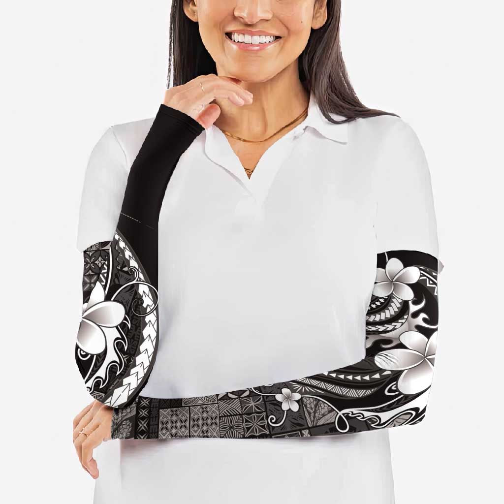 Samoa Siapo Tribal Pattern Arm Sleeves Black Polynesian Plumeria Tapa Motif