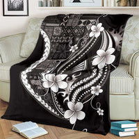 Samoa Siapo Tribal Pattern Blanket Black Polynesian Plumeria Tapa Motif