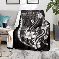 Samoa Siapo Tribal Pattern Blanket Black Polynesian Plumeria Tapa Motif