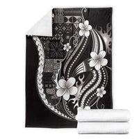 Samoa Siapo Tribal Pattern Blanket Black Polynesian Plumeria Tapa Motif