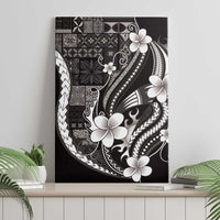 Samoa Siapo Tribal Pattern Canvas Wall Art Black Polynesian Plumeria Tapa Motif