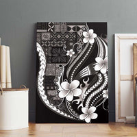Samoa Siapo Tribal Pattern Canvas Wall Art Black Polynesian Plumeria Tapa Motif